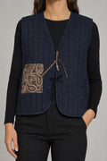 Gilet trapuntato vintage donna denim indossato