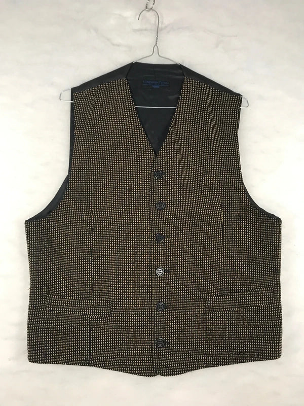 Gilet elegante uomo nero micro-pois oro fronte