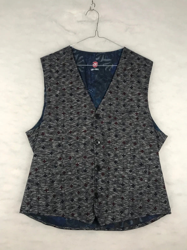 Gilet vintage uomo grigio mélange fronte