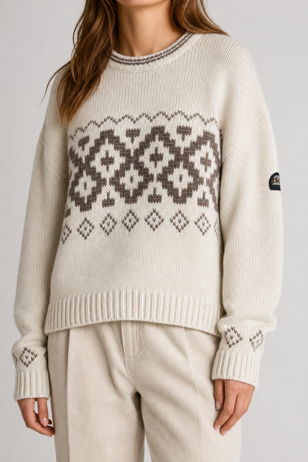 Maglione panna fantasia nordica JBC vintage – Donna Taglia L (IT 44)