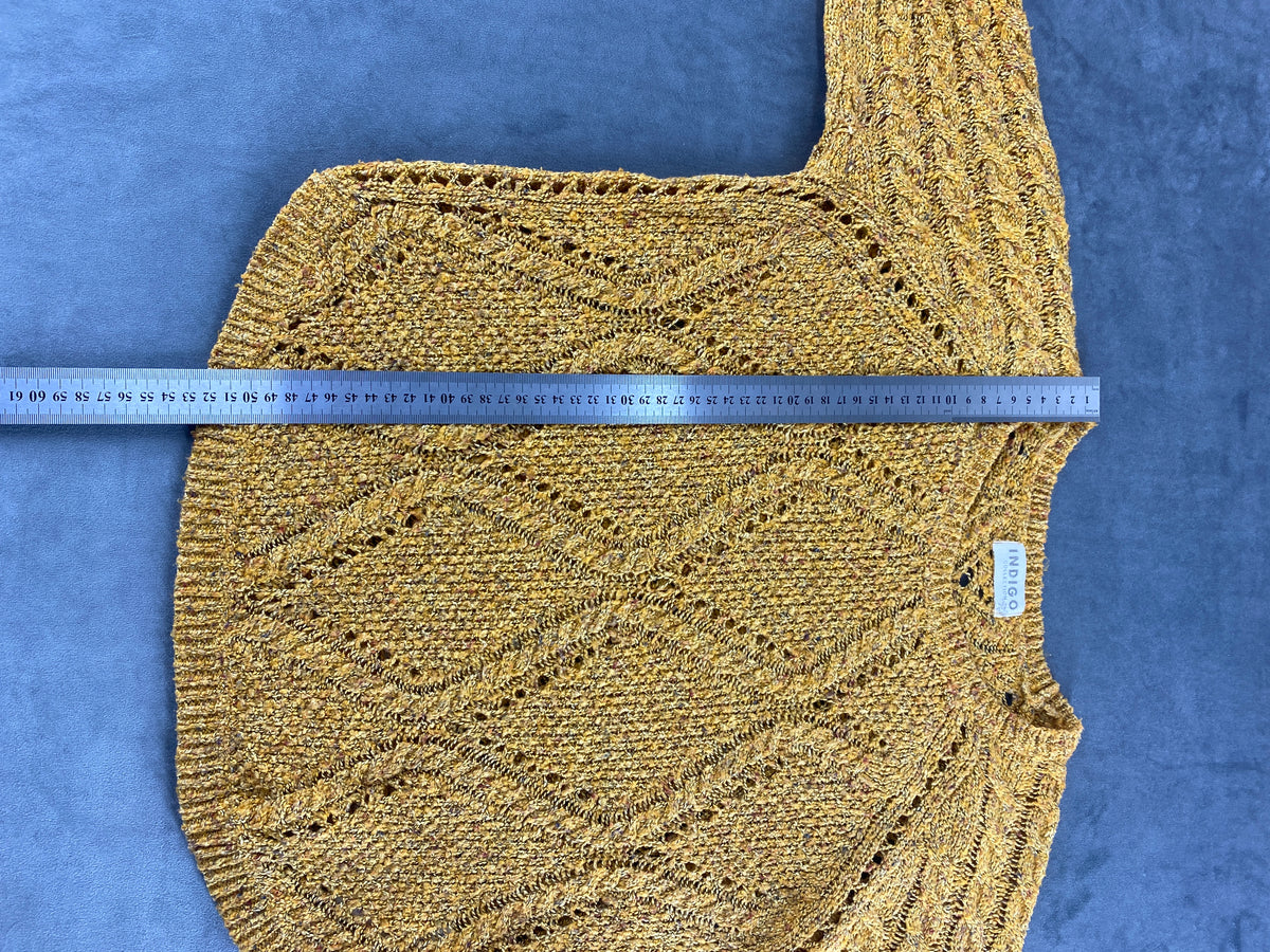 Maglione ocra traforato a rombi vintage – Donna Taglia S (IT 40)