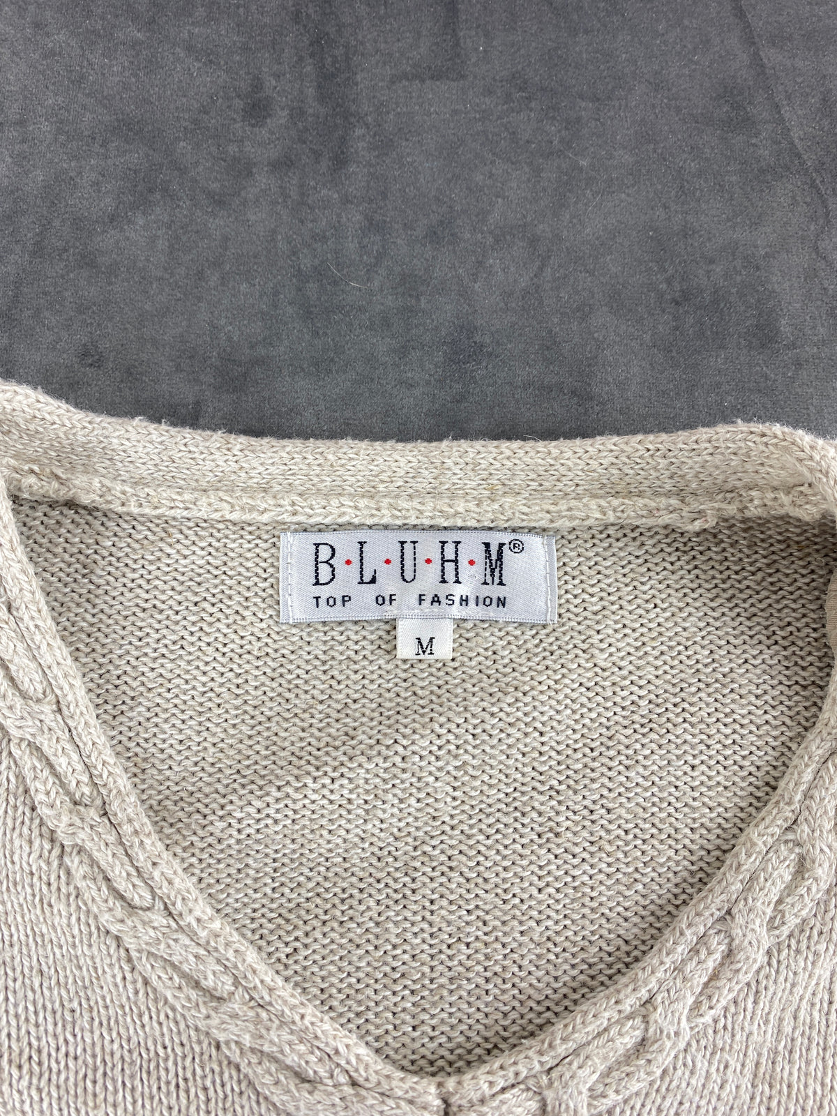 Maglione beige con ricamo floreale Bluhem vintage – Donna Taglia M (IT 42)