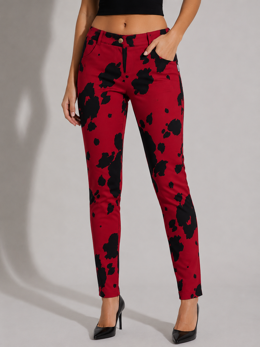 Leggings Moschino stampa mucca rosso – Donna Taglia XS (IT 38)