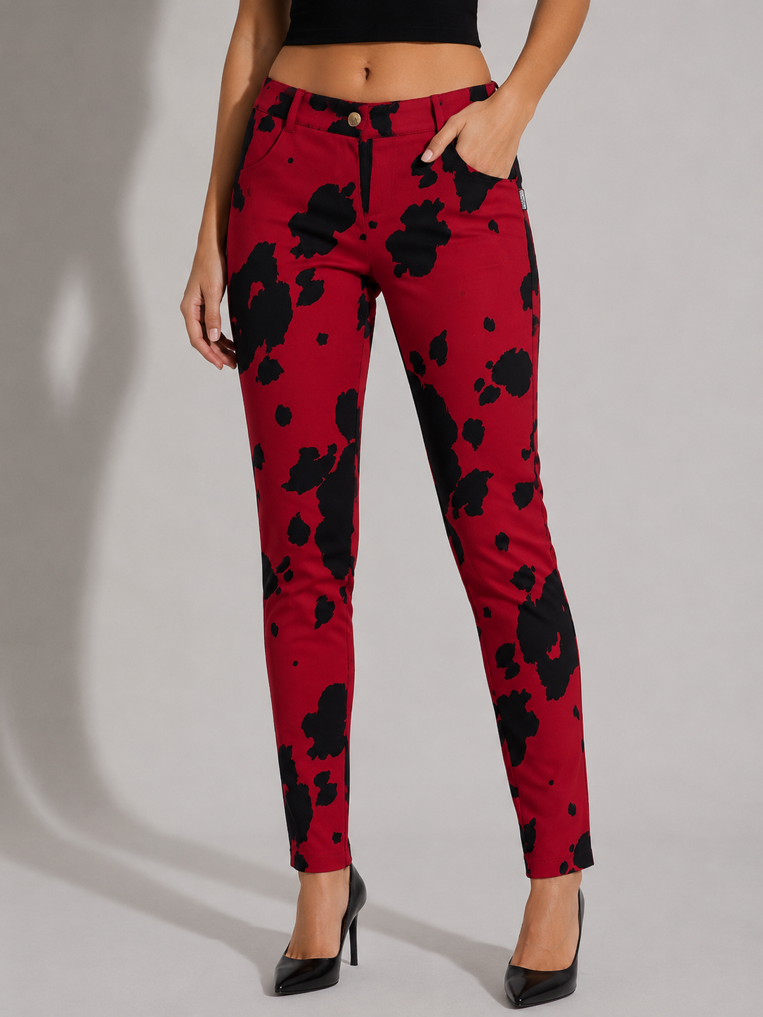 Leggings Moschino stampa mucca rosso – Donna Taglia XS (IT 38)
