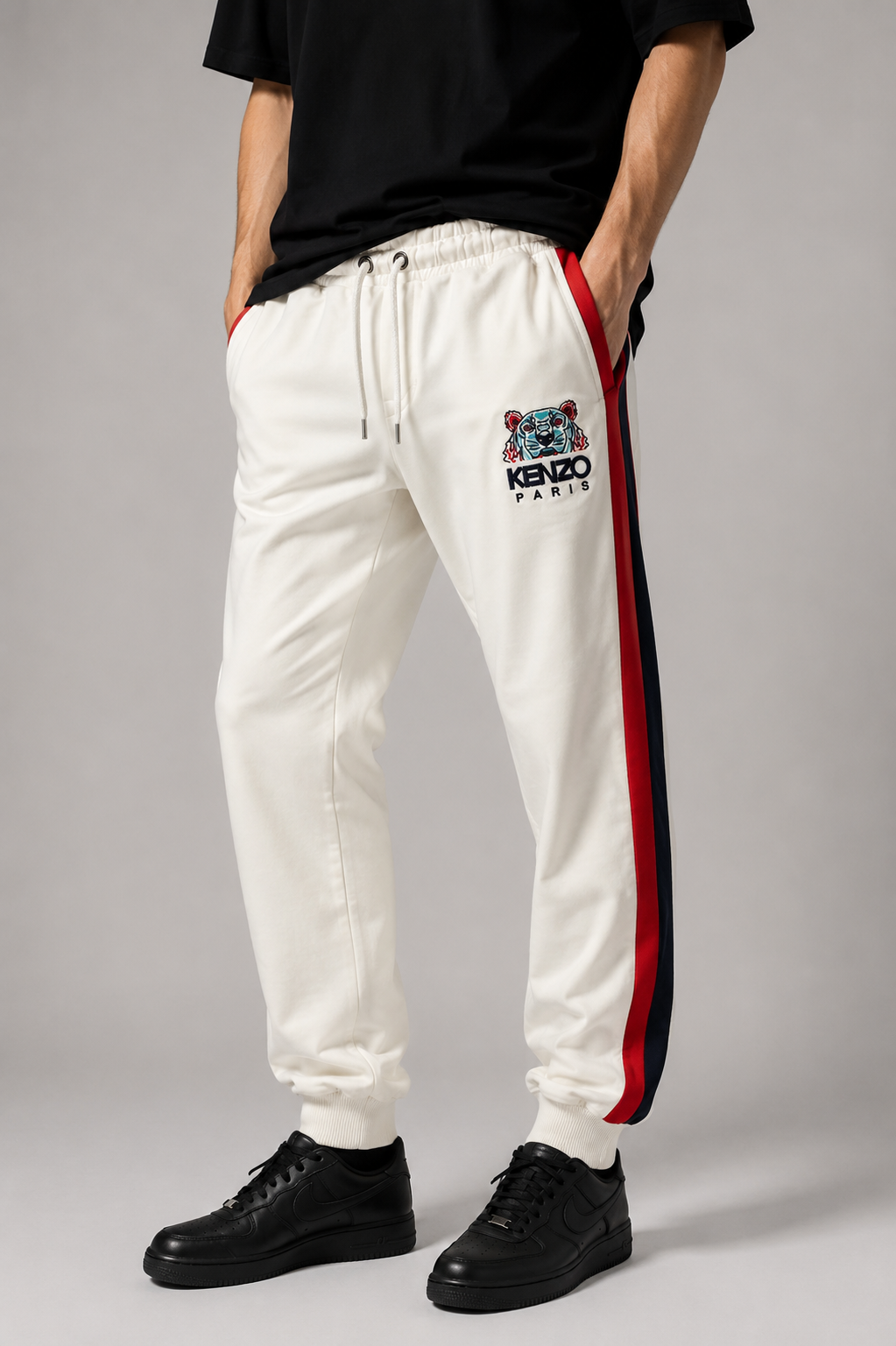 Pantaloni Kenzo Paris bianchi stampa tigre – Uomo Taglia M