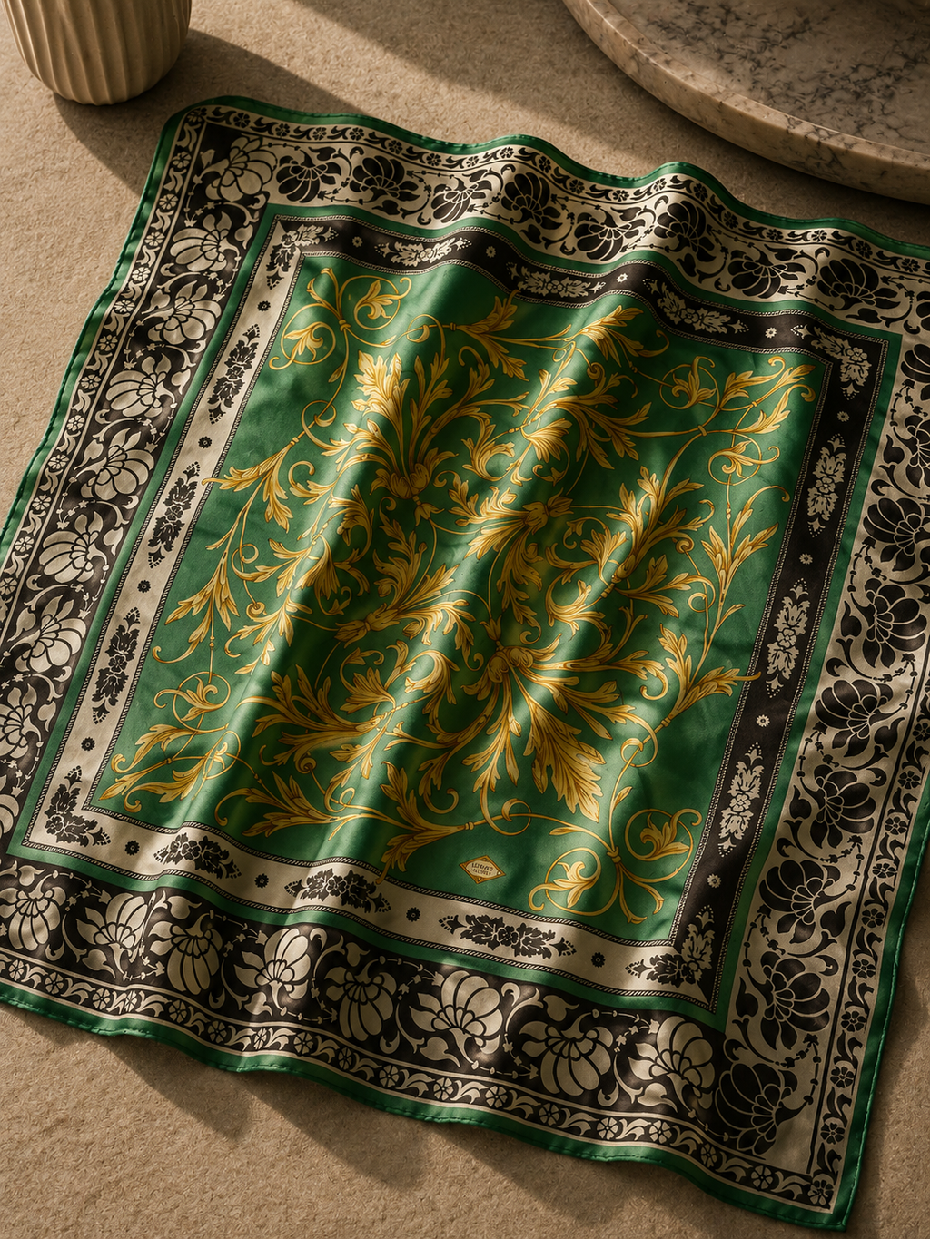 Foulard Atelier Versace verde barocco – Vintage