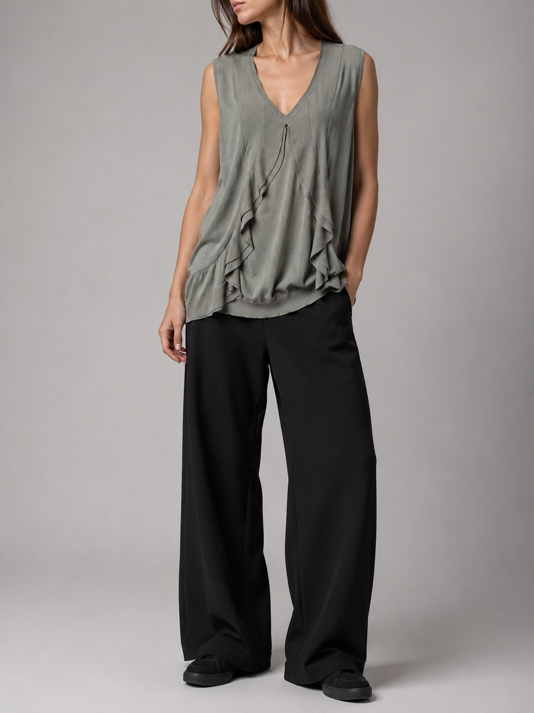 Canotta Moschino grigio drappeggiato – Donna Taglia M (IT 42)