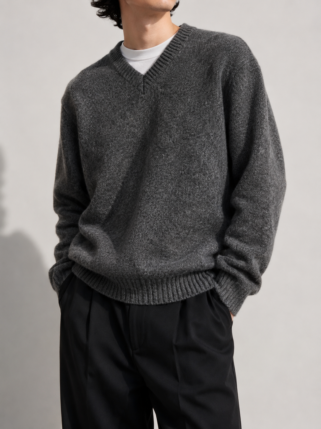 Maglione Valentino grigio scollo a V – Uomo Taglia XXL