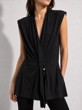 Top Just Cavalli nero drappeggiato – Donna Taglia M (IT 42)