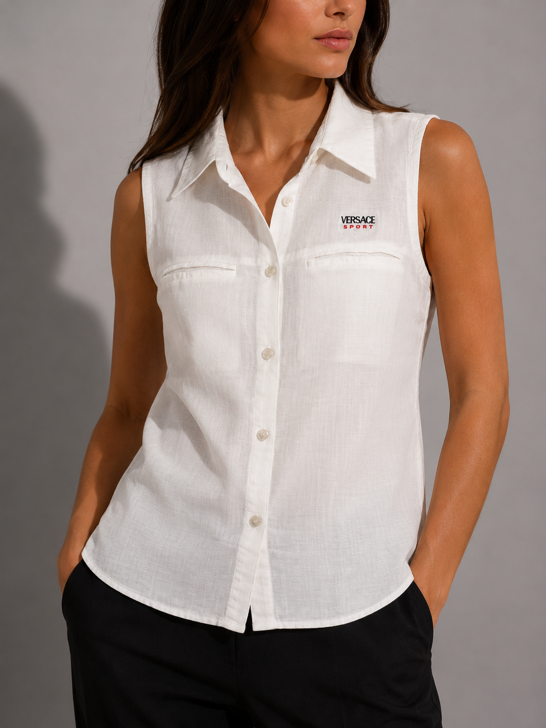 Camicia smanicata Versace Sport bianca – Donna Taglia M (IT 42)