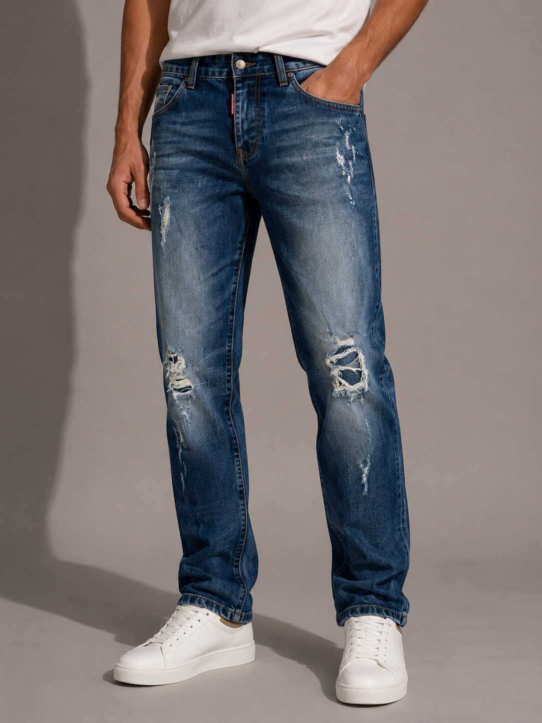 Jeans Dsquared2 strappati denim chiaro – Uomo Taglia 38
