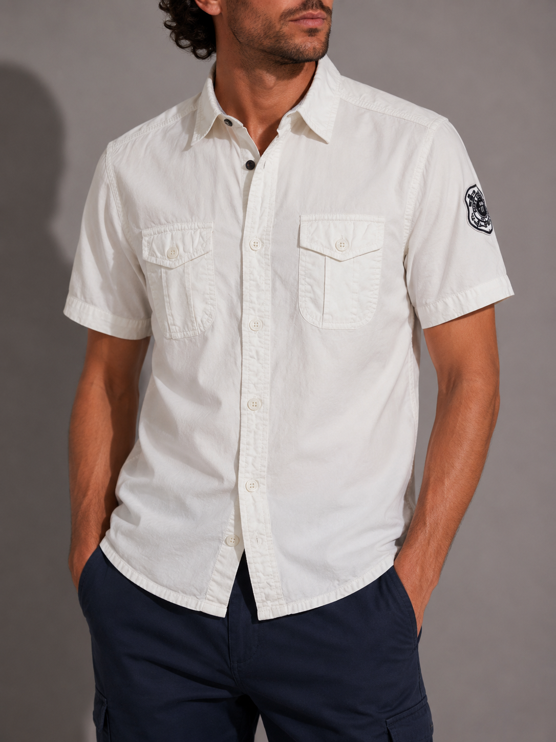 Camicia Schott NYC bianca militare – Uomo Taglia L