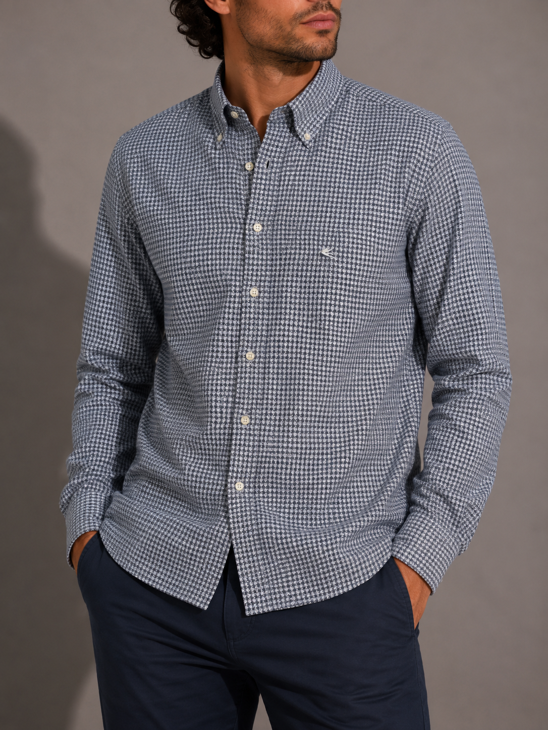Camicia Etro fantasia geometrica blu – Uomo Taglia L
