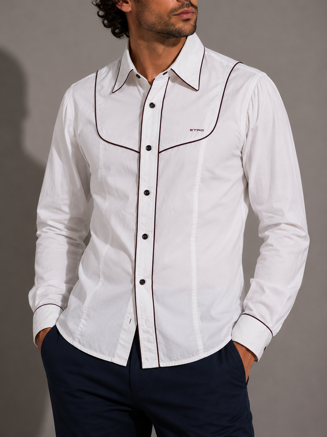 Camicia Dsquared2 bianca profili neri – Uomo Taglia M