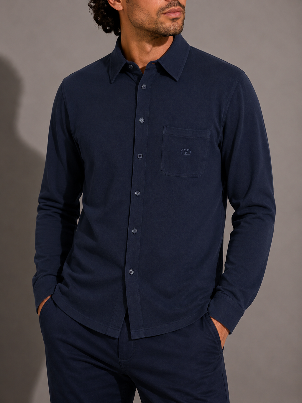 Polo Valentino Studio blu navy manica lunga – Uomo Taglia L