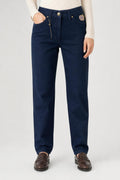 Pantaloni blu navy Donna indossato