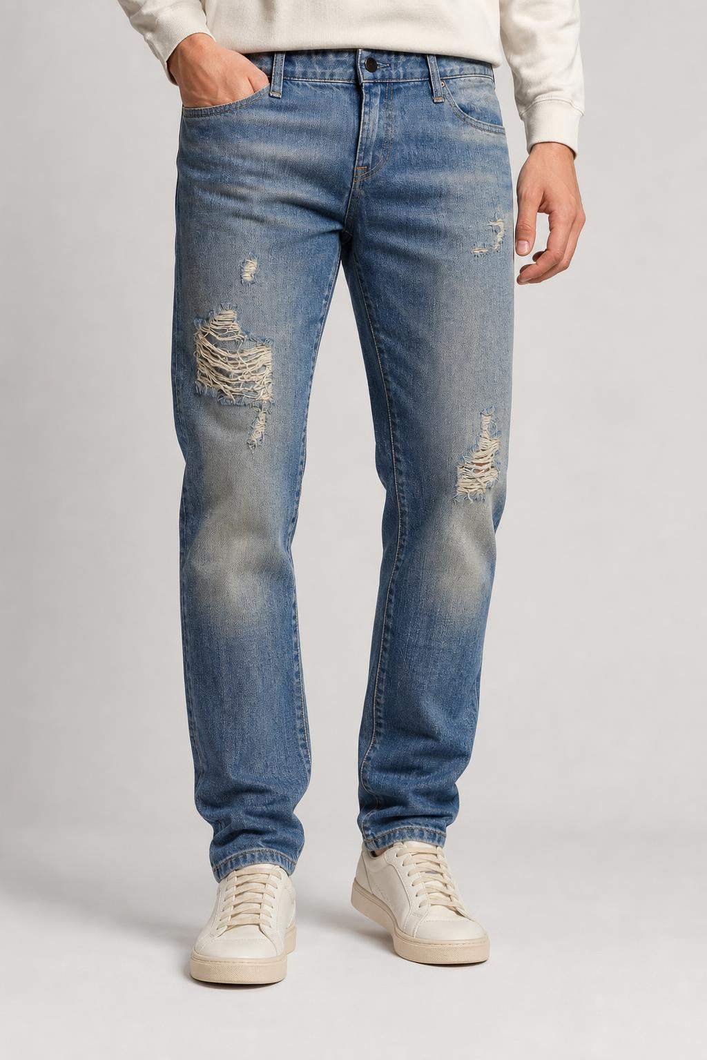 Jeans Polo Ralph Lauren blu strappato Uomo indossato