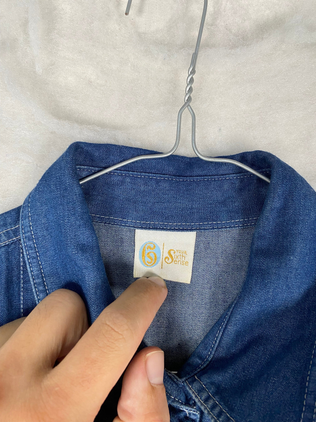 Camicia di jeans ricamo colletto logo