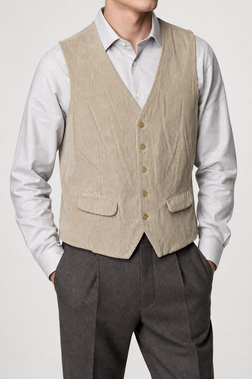 Gilet Broadway & Spring beige – Uomo Taglia XL