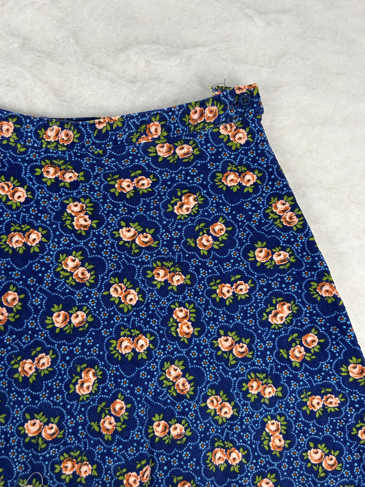 Gonna a ruota blu a fiori vintage – Donna Taglia M