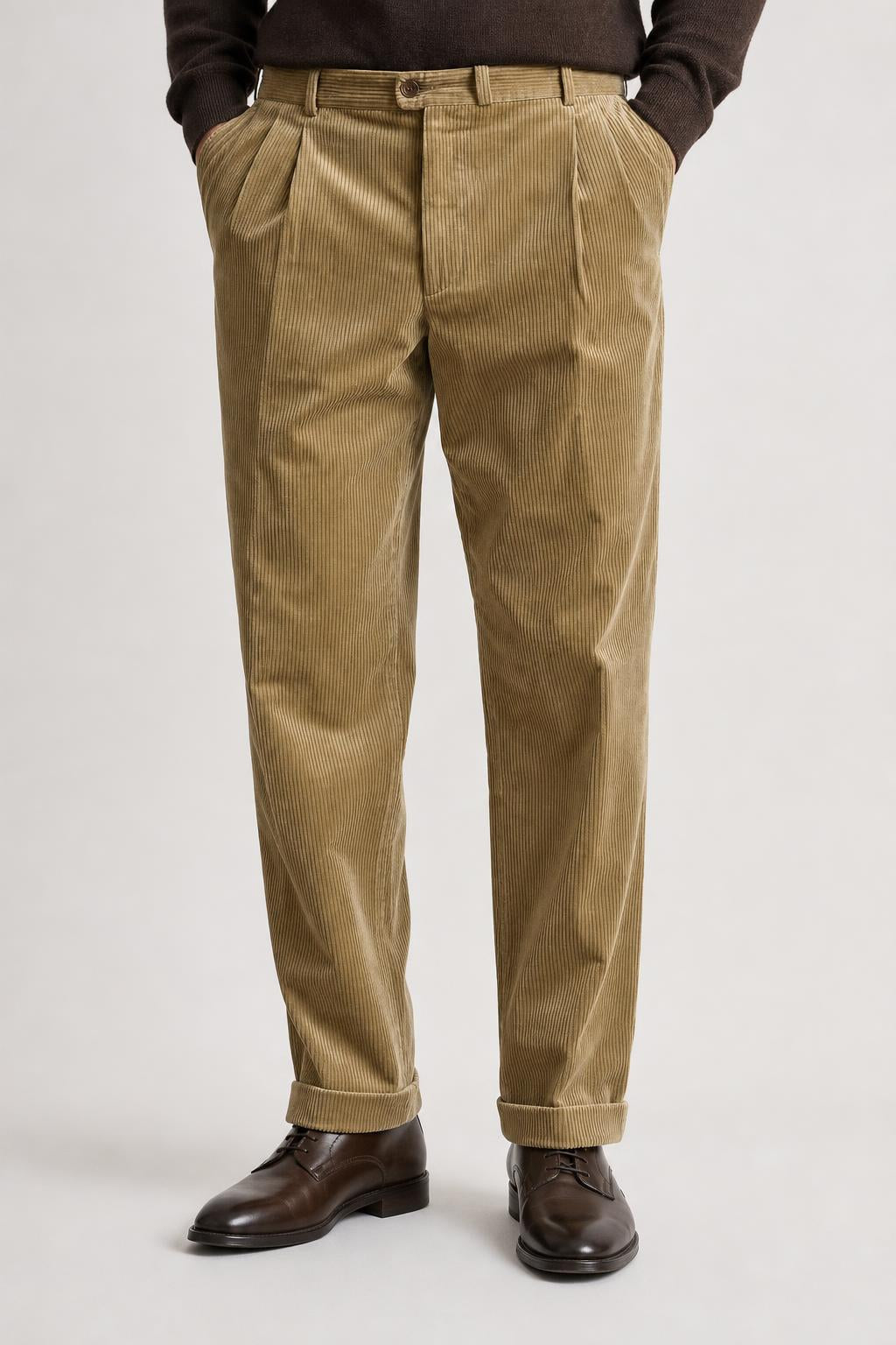 Pantaloni velluto a coste beige vintage – Uomo Taglia L