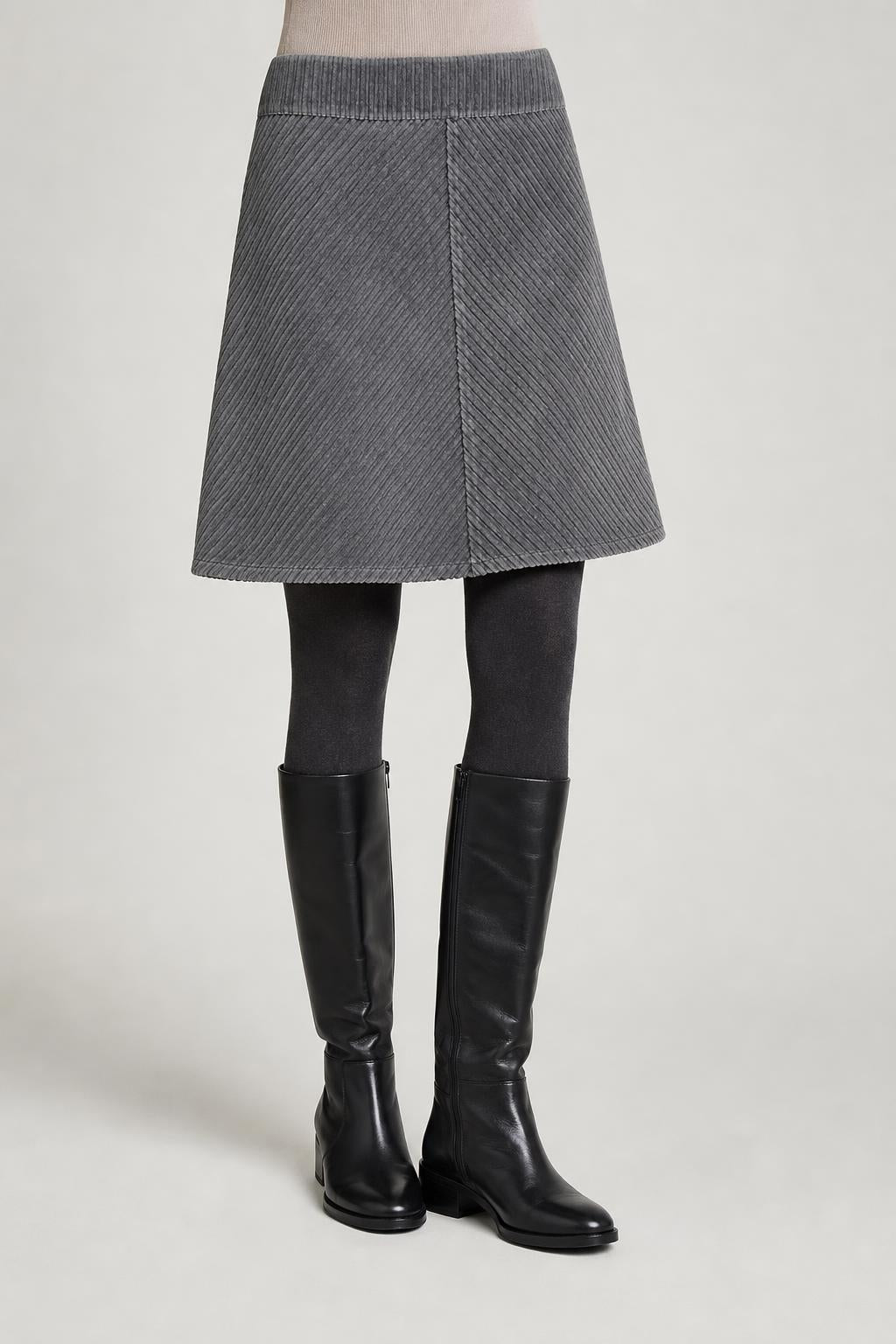 Gonna mini velluto a coste grigio vintage – Donna Taglia M