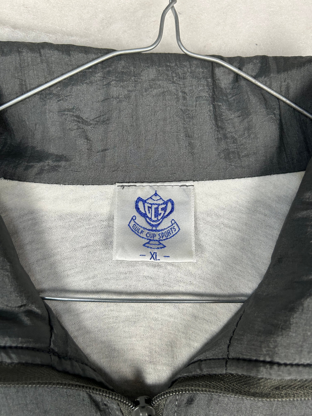Giubbotto windbreaker grigio a righe 90s vintage – Uomo Taglia XL