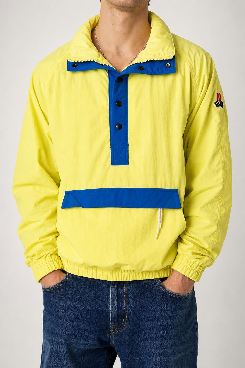 Track jacket nera fucsia vintage indossata