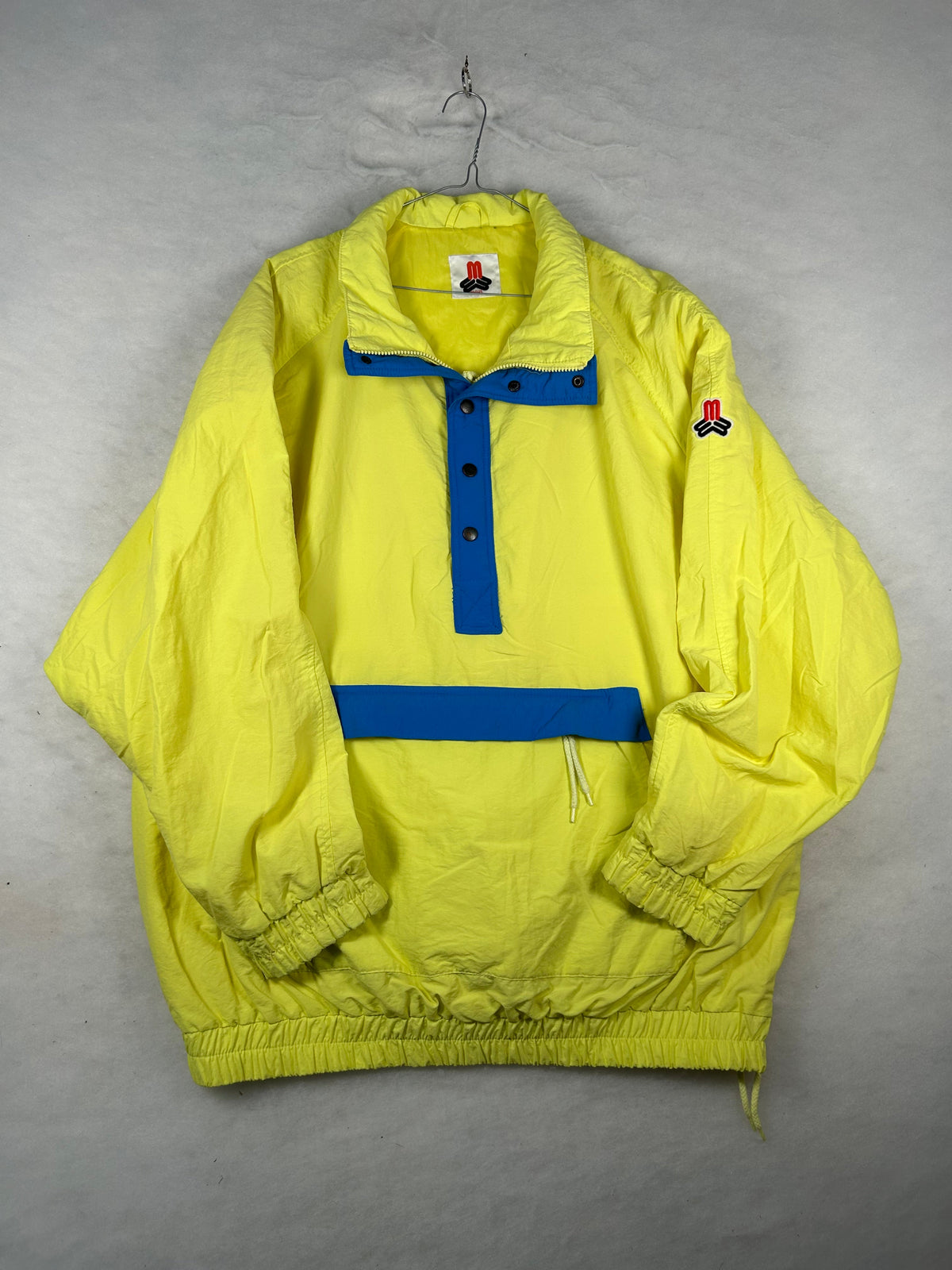 Track jacket lucida nera dettagli fucsia vintage – Uomo XXL