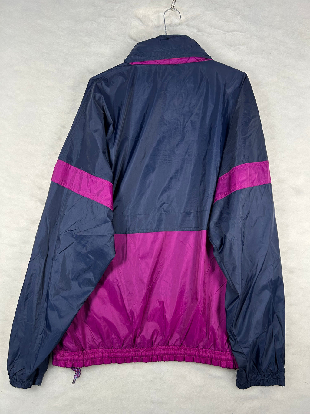 Anorak mezza zip anni 90 blu e magenta vintage – Uomo L