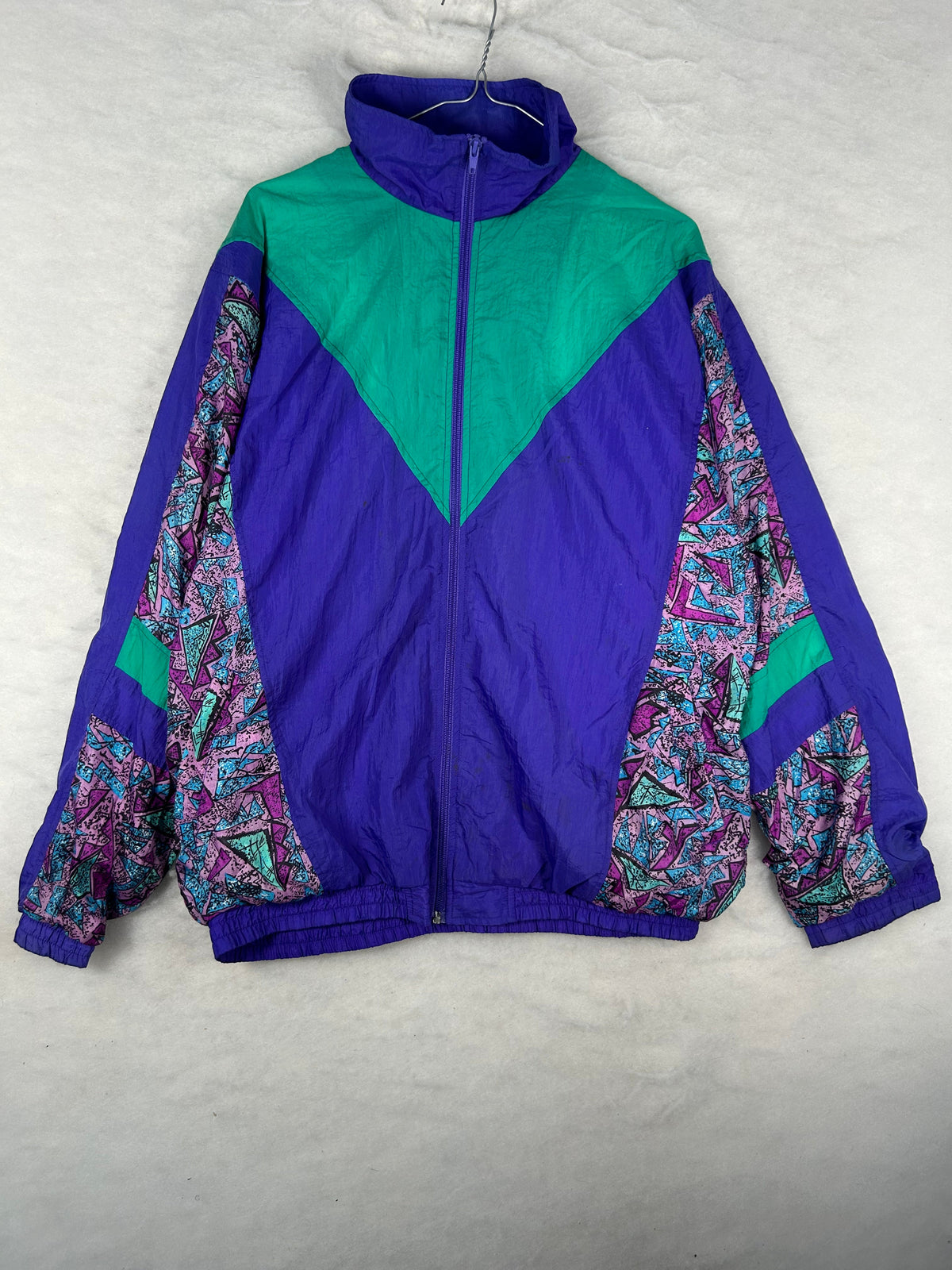 Giacca a vento anni 90 viola stampa paisley vintage – Uomo L