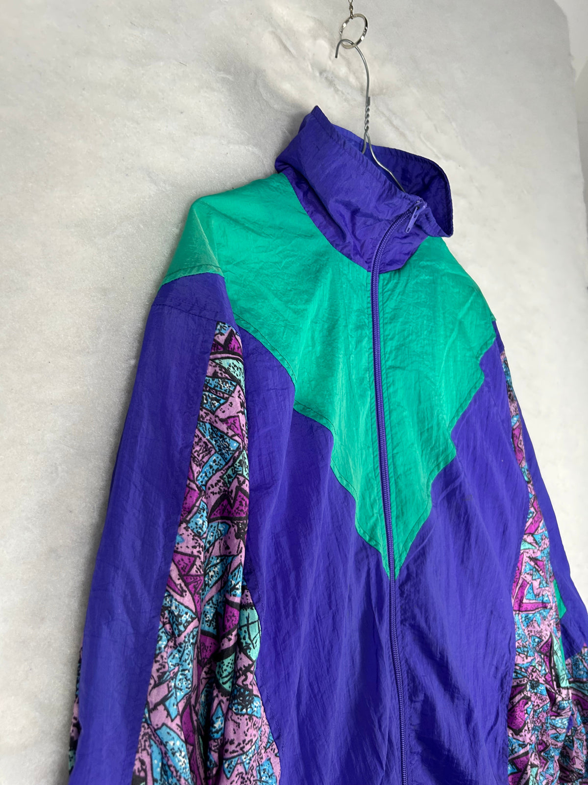 Giacca a vento anni 90 viola stampa paisley vintage – Uomo L
