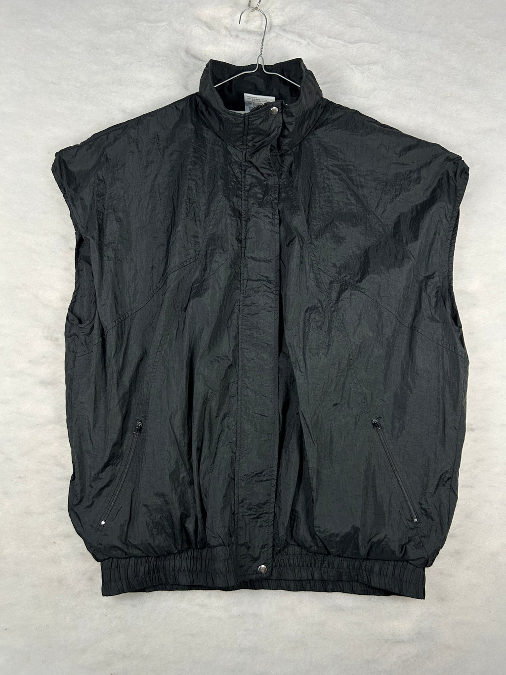 Gilet smanicato nylon nero vintage – Uomo XL