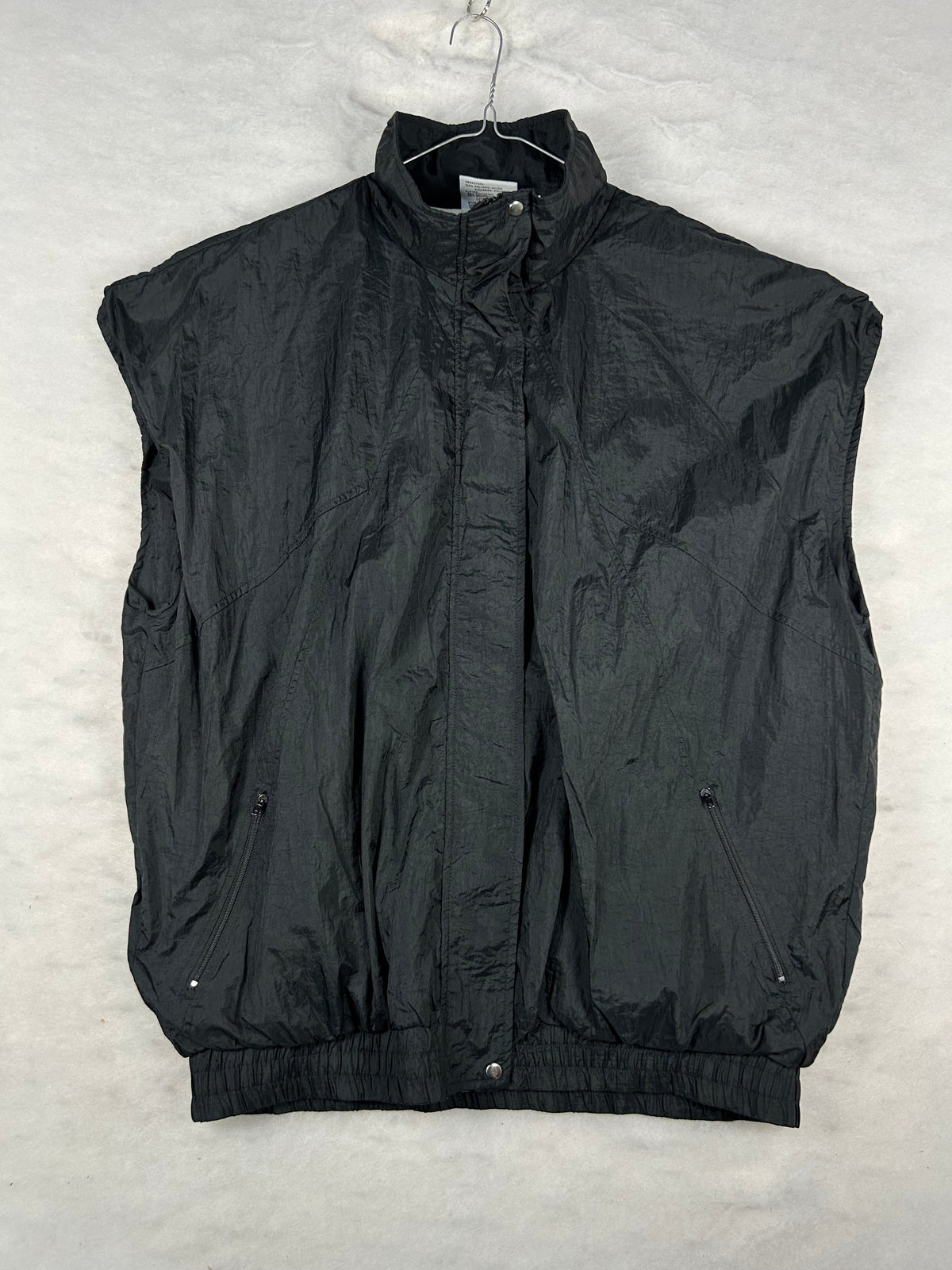 Gilet smanicato nylon nero vintage – Uomo XL