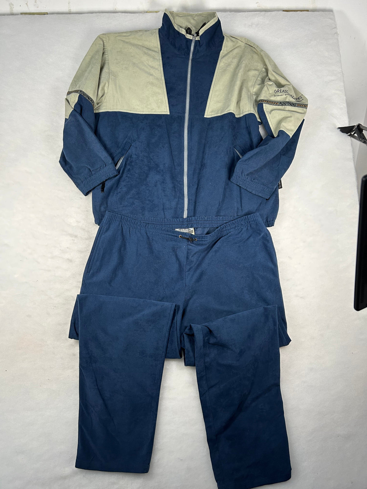 Tuta completa sportiva blu e beige vintage – Uomo XL