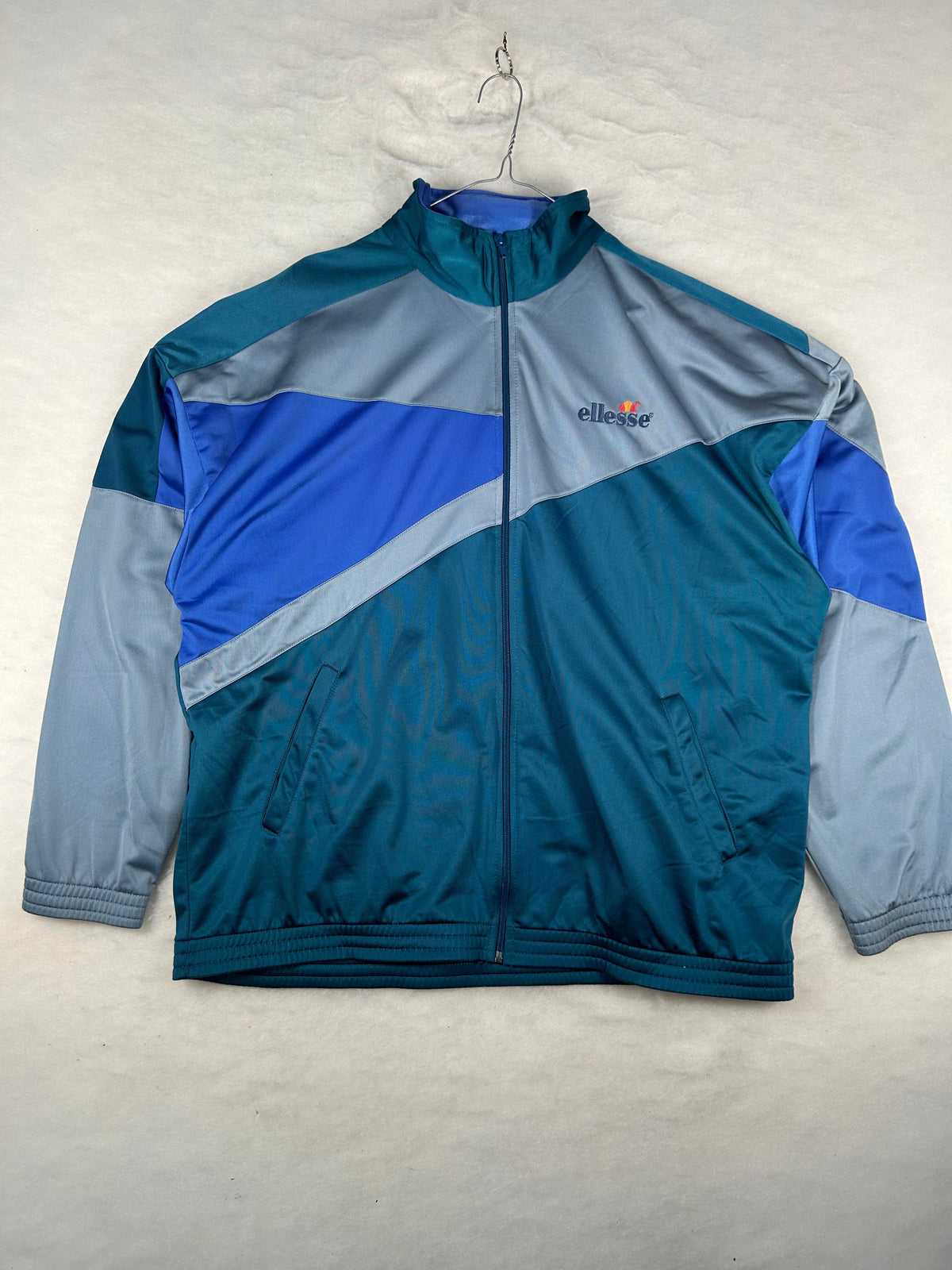 Track jacket Ellesse color block petrolio vintage – Uomo 2XL