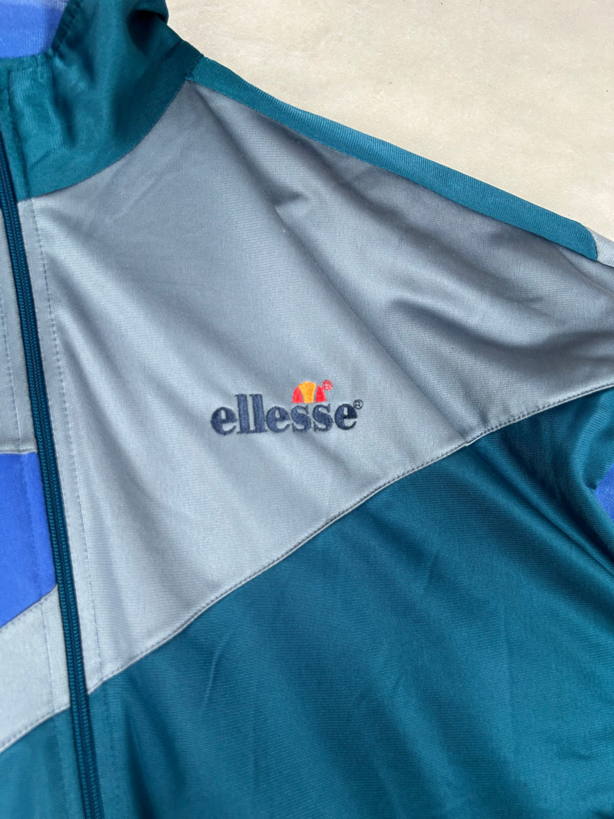 Track jacket Ellesse color block petrolio vintage – Uomo 2XL