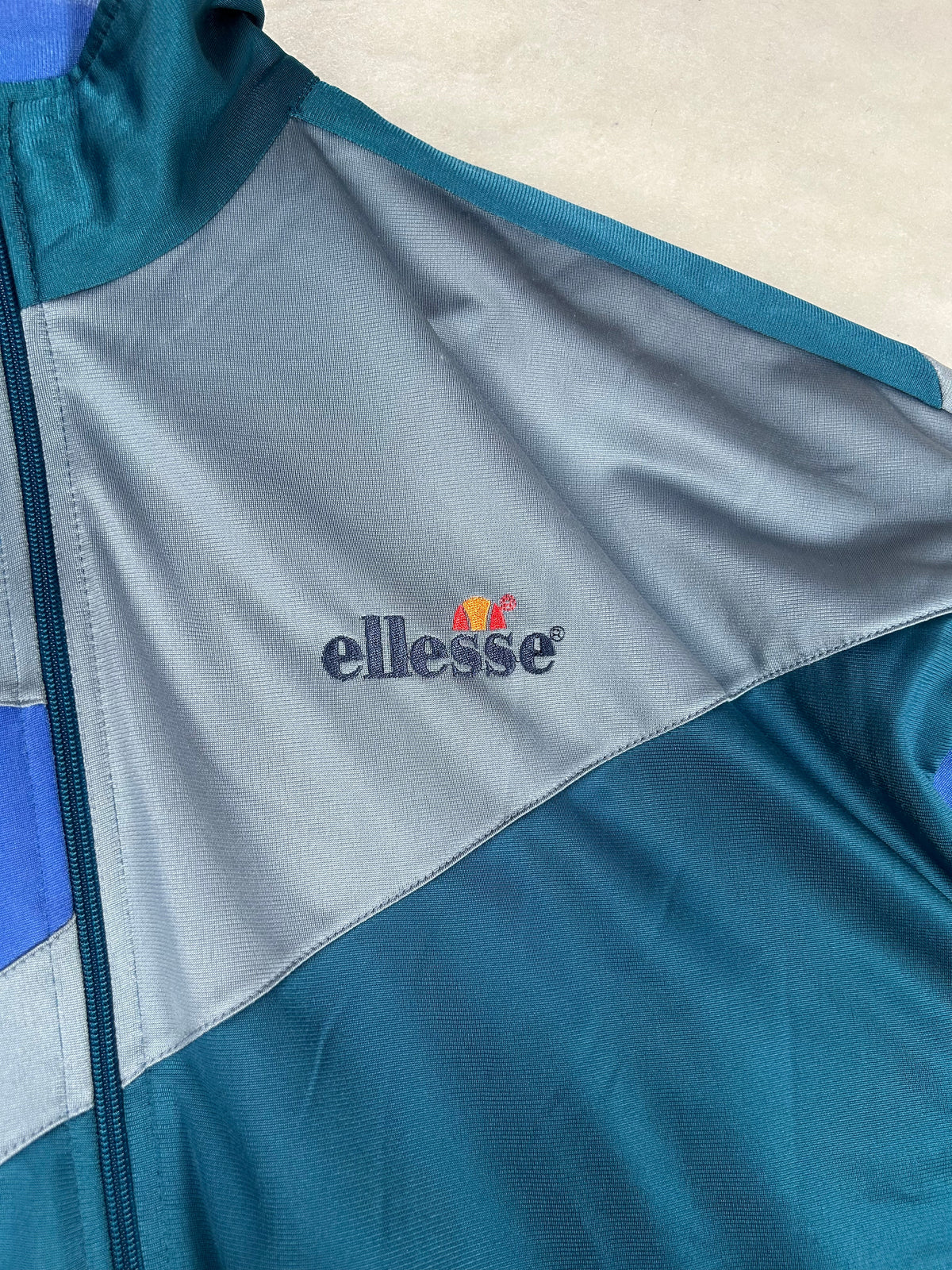 Track jacket Ellesse color block petrolio vintage – Uomo 2XL