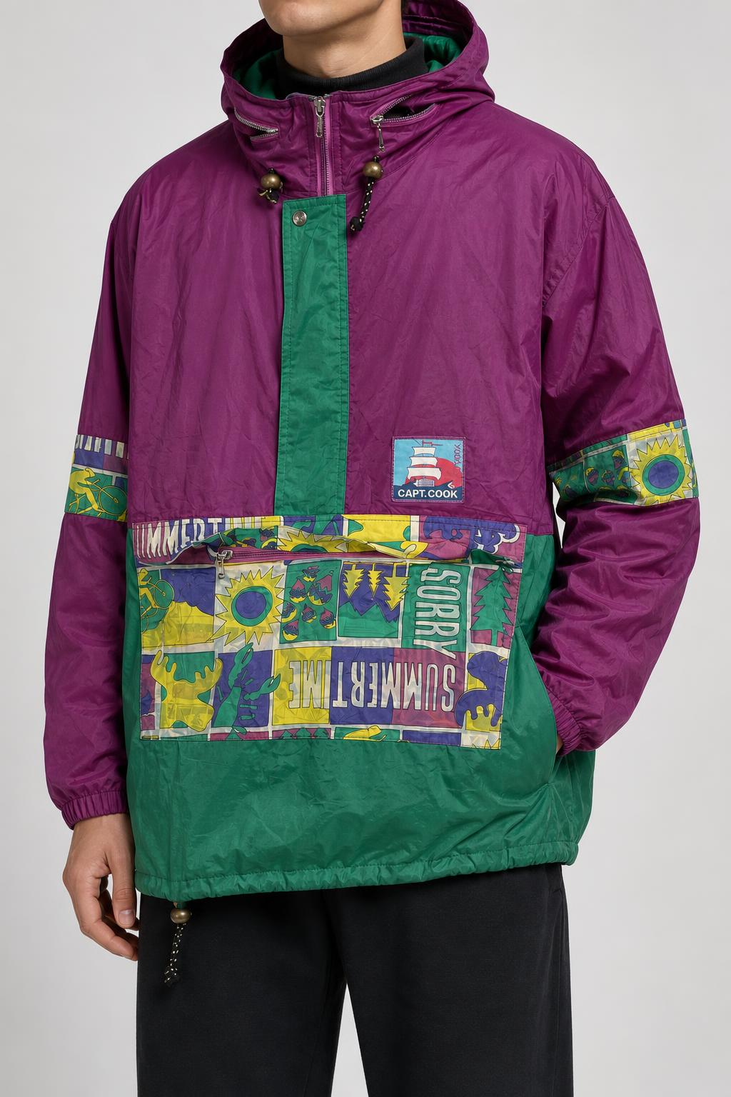 Anorak viola verde vintage indossato