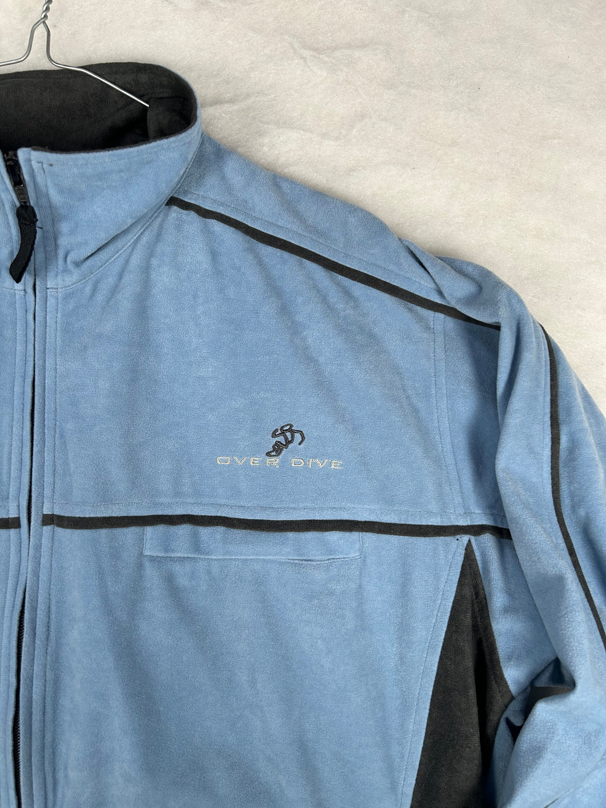 Track jacket sportiva azzurra profili neri vintage – Uomo L