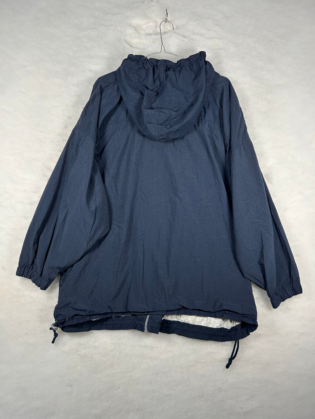 Giacca a vento con cappuccio blu navy vintage – Uomo 2XL