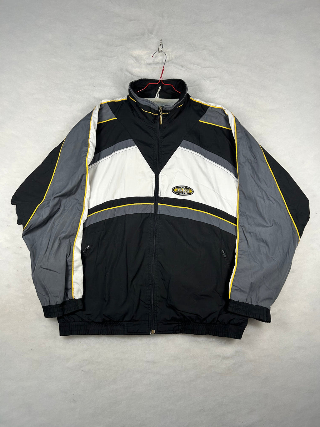 Giacca a vento anni 90 nera grigia e bianca vintage – Uomo XL