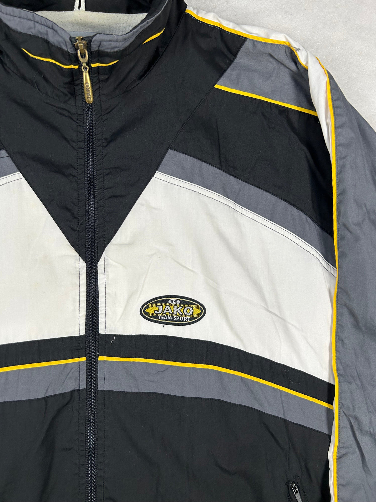 Giacca a vento anni 90 nera grigia e bianca vintage – Uomo XL