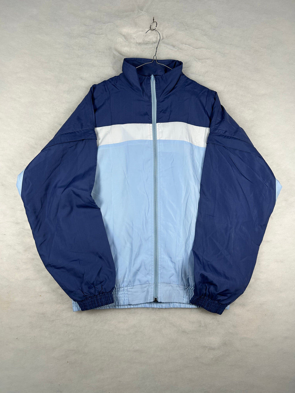 Track jacket sportiva blu navy e azzurra vintage – Uomo XL