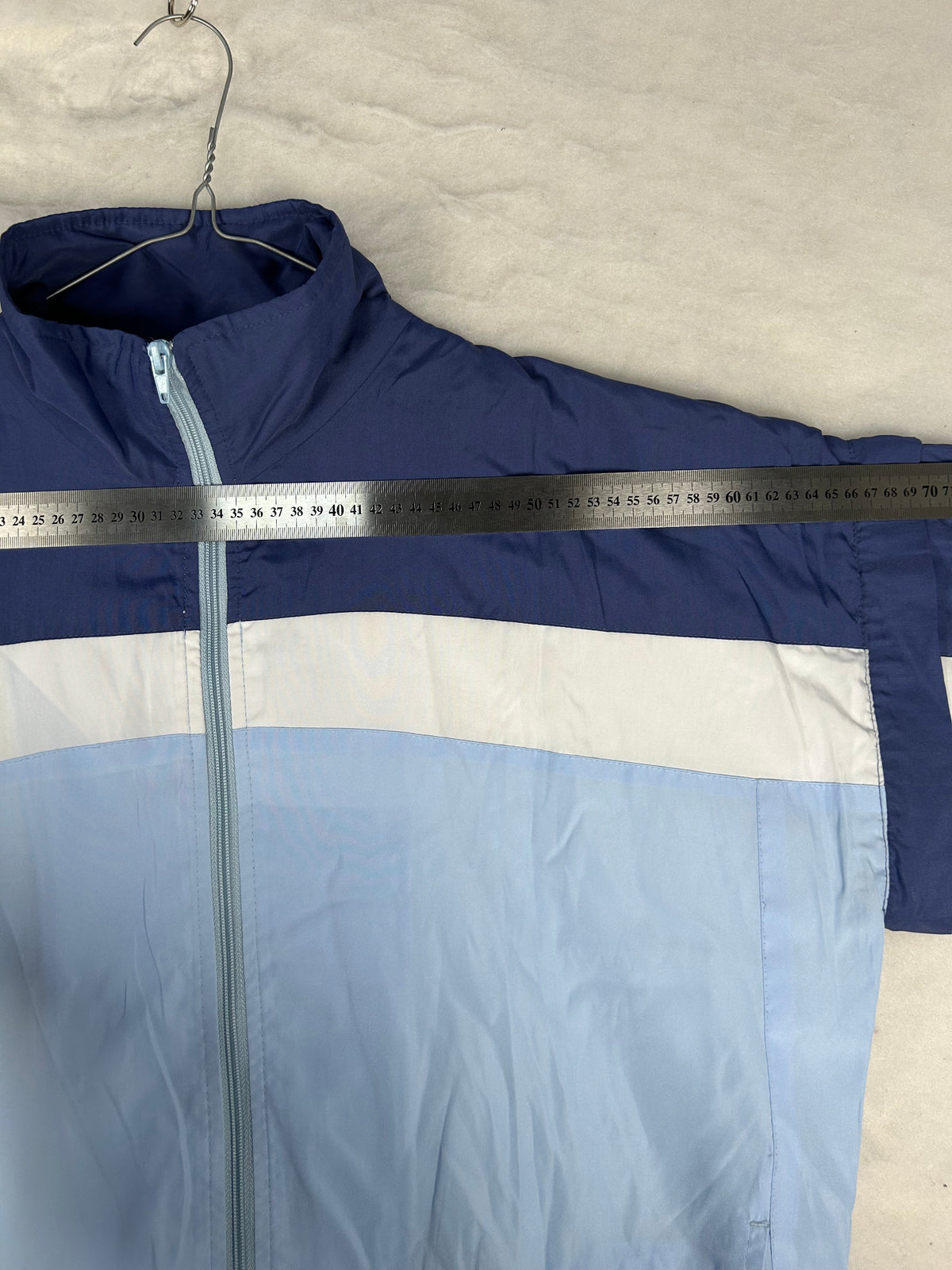 Track jacket sportiva blu navy e azzurra vintage – Uomo XL