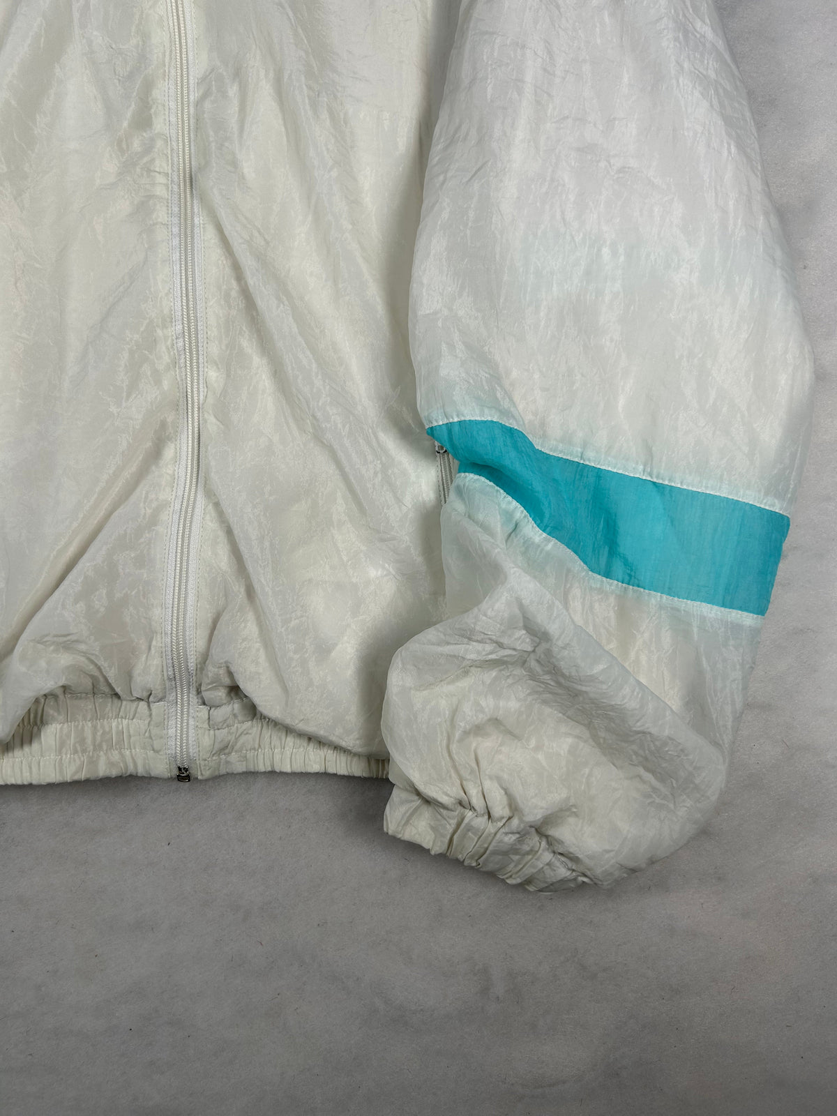 Giacca a vento anni 90 bianca e verde acqua vintage – Uomo L