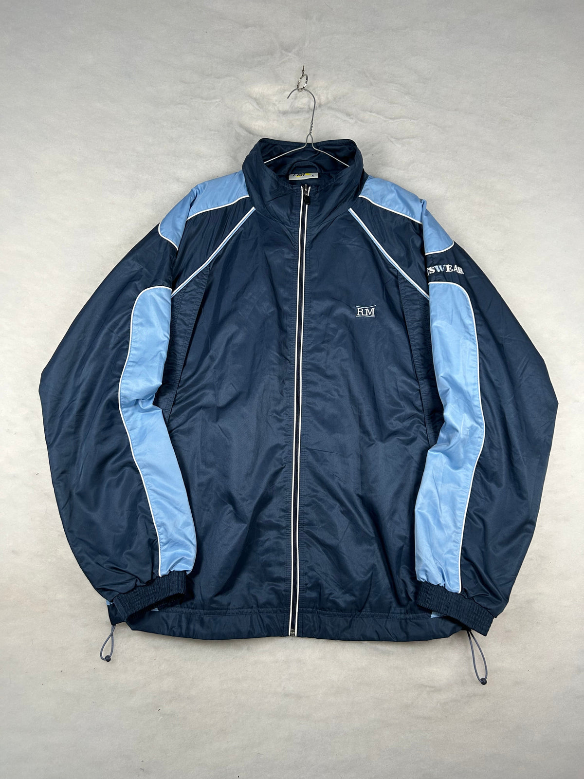 Track jacket sportiva blu navy e azzurra vintage – Uomo XL