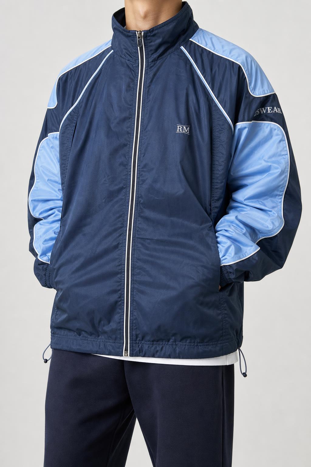 Track jacket blu azzurra vintage indossata