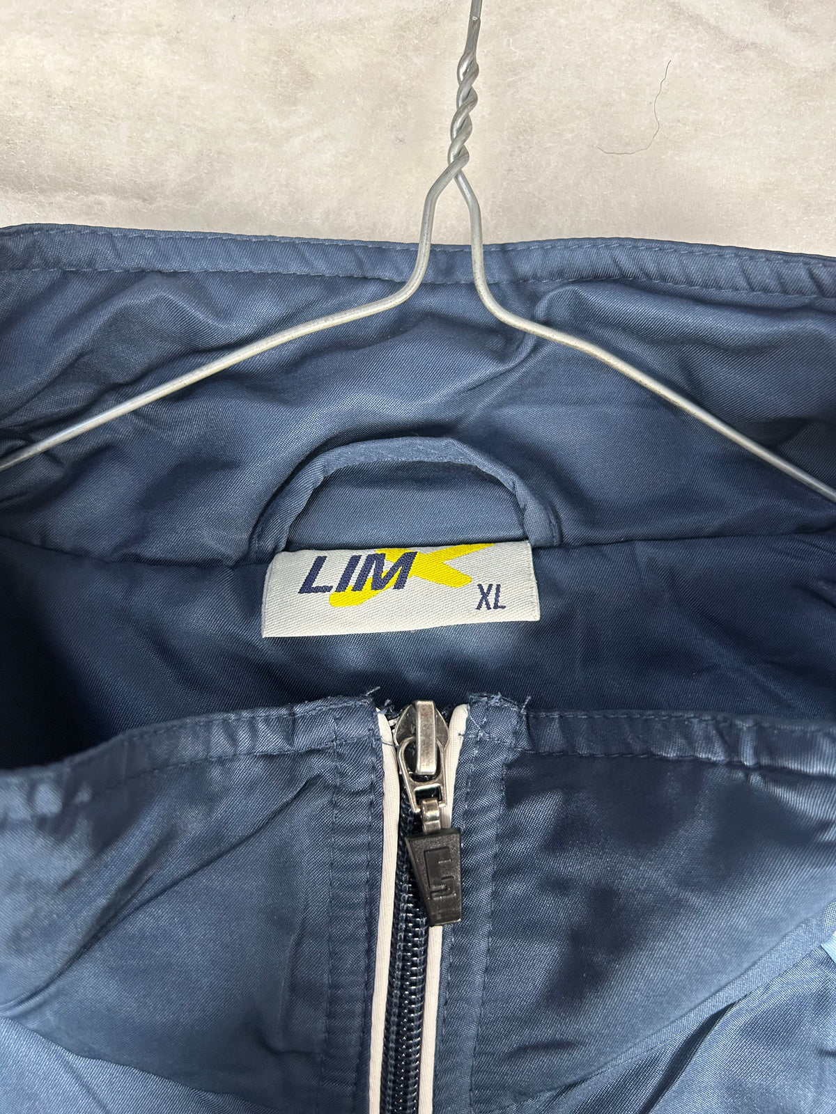 Track jacket sportiva blu navy e azzurra vintage – Uomo XL