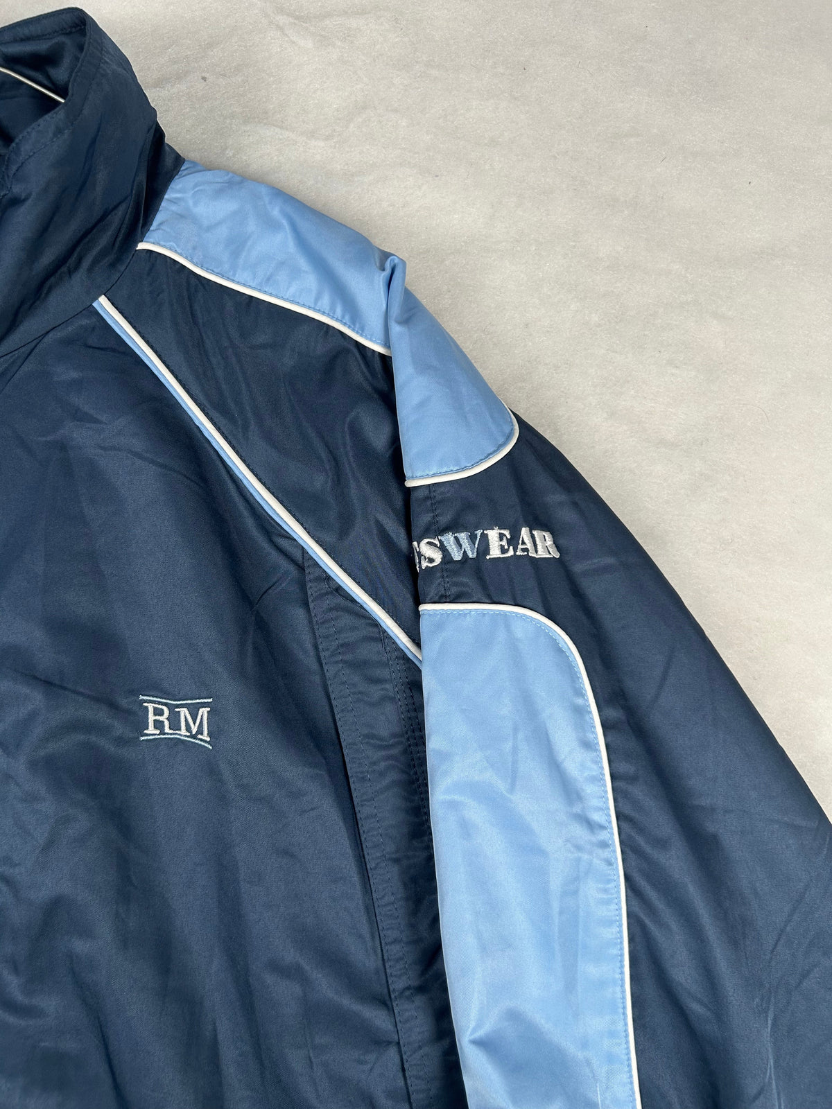 Track jacket sportiva blu navy e azzurra vintage – Uomo XL